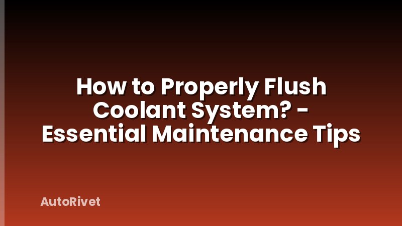 How to Properly Flush Coolant System? - Essential Maintenance Tips