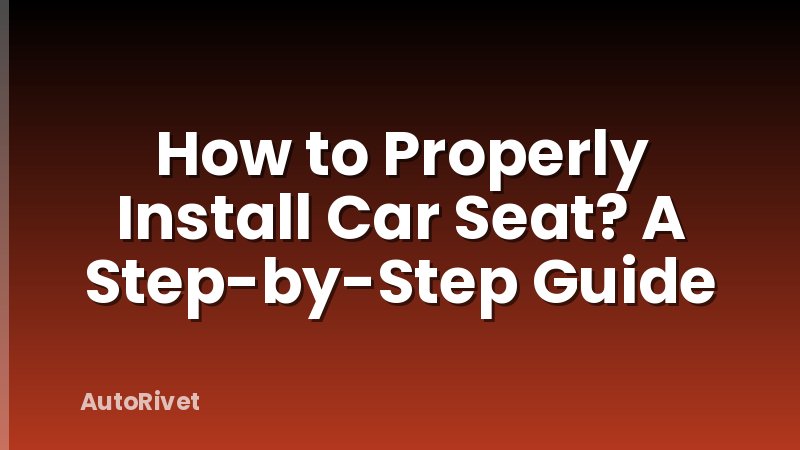 How to Properly Install Car Seat? A Step-by-Step Guide