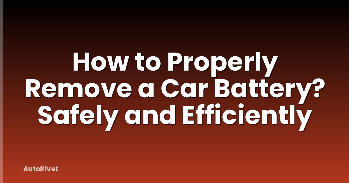 How to Properly Remove a Car Battery? Safely and Efficiently