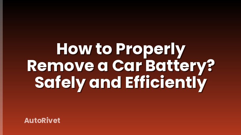 How to Properly Remove a Car Battery? Safely and Efficiently