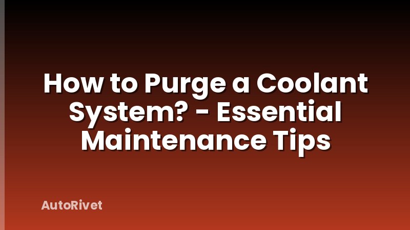 How to Purge a Coolant System? - Essential Maintenance Tips