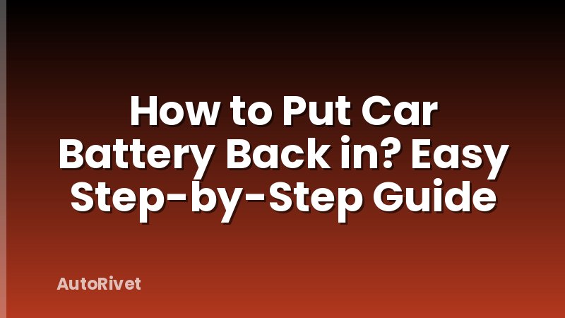 How to Put Car Battery Back in? Easy Step-by-Step Guide