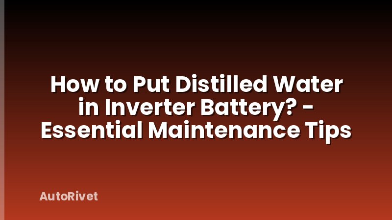 How to Put Distilled Water in Inverter Battery? - Essential Maintenance Tips