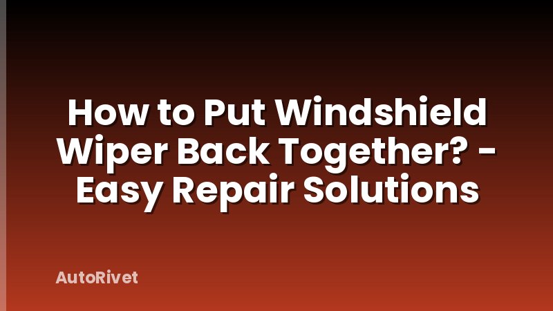 How to Put Windshield Wiper Back Together? - Easy Repair Solutions