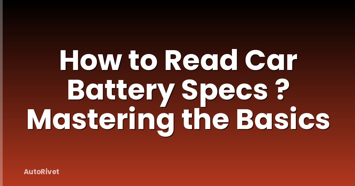 How to Read Car Battery Specs ? Mastering the Basics