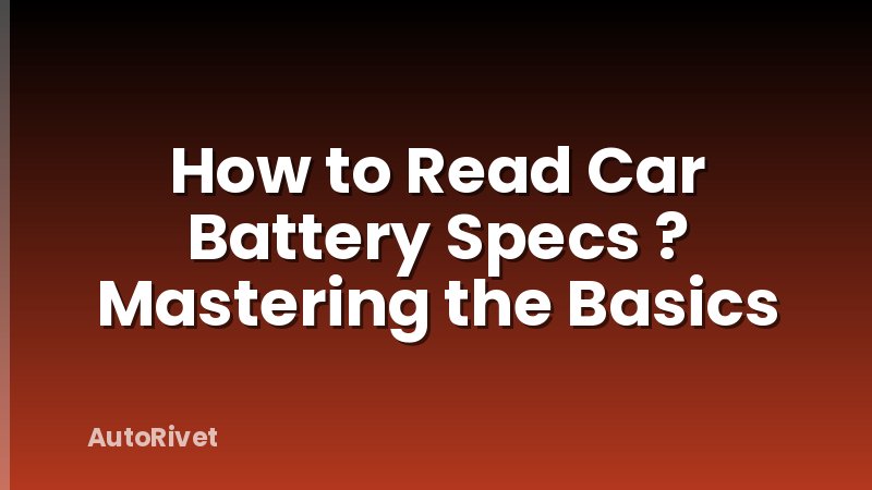 How to Read Car Battery Specs ? Mastering the Basics