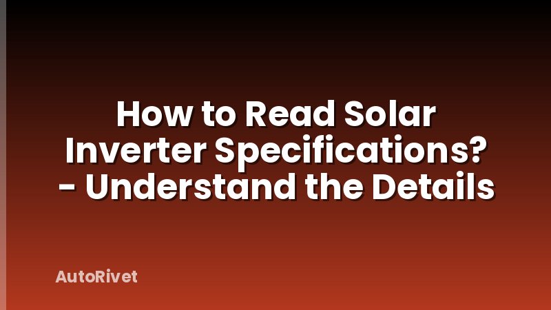 How to Read Solar Inverter Specifications? - Understand the Details