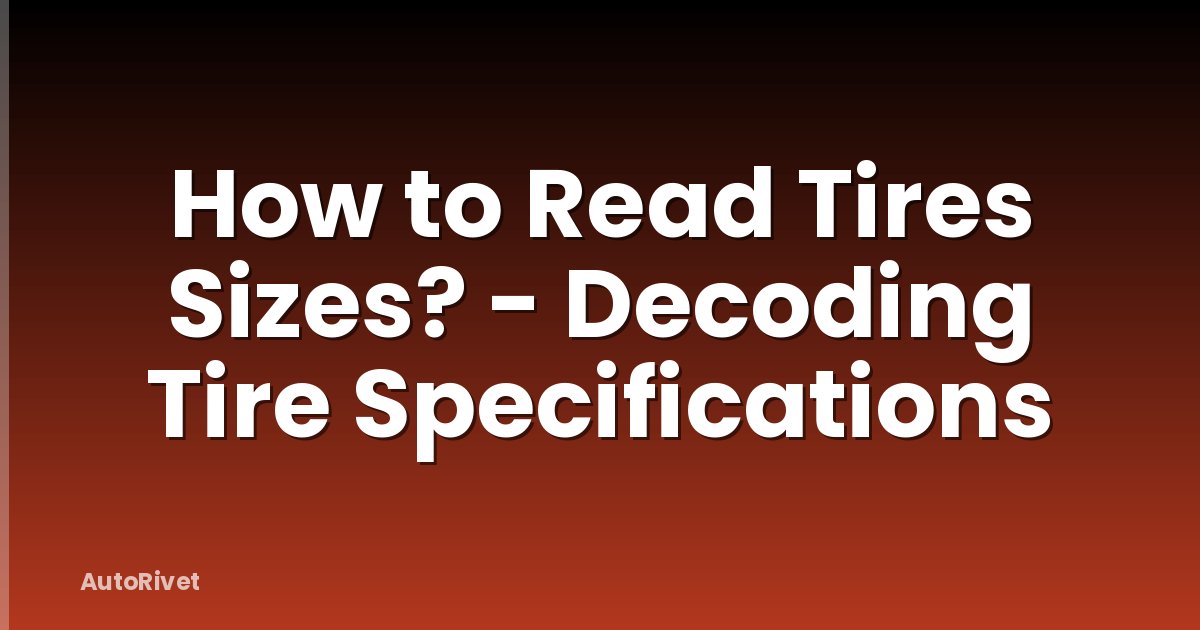 How to Read Tires Sizes? - Decoding Tire Specifications