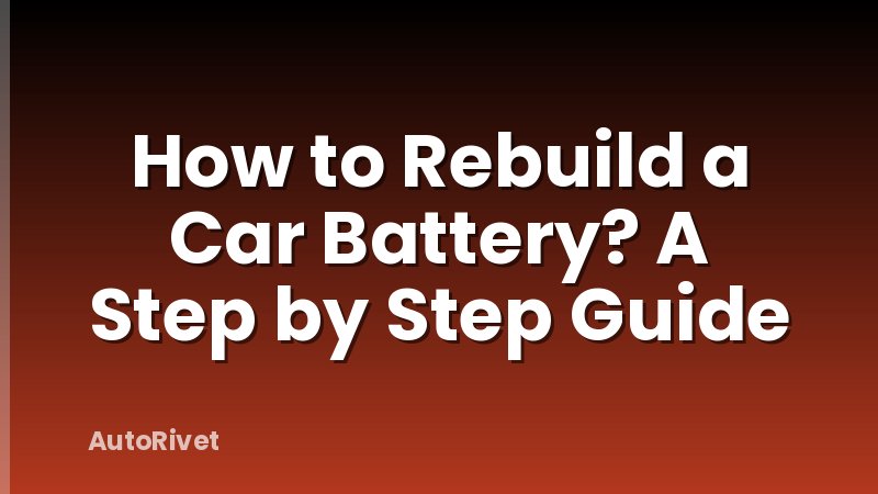 How to Rebuild a Car Battery? A Step by Step Guide