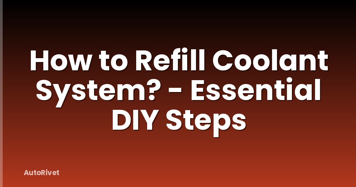 How to Refill Coolant System? - Essential DIY Steps