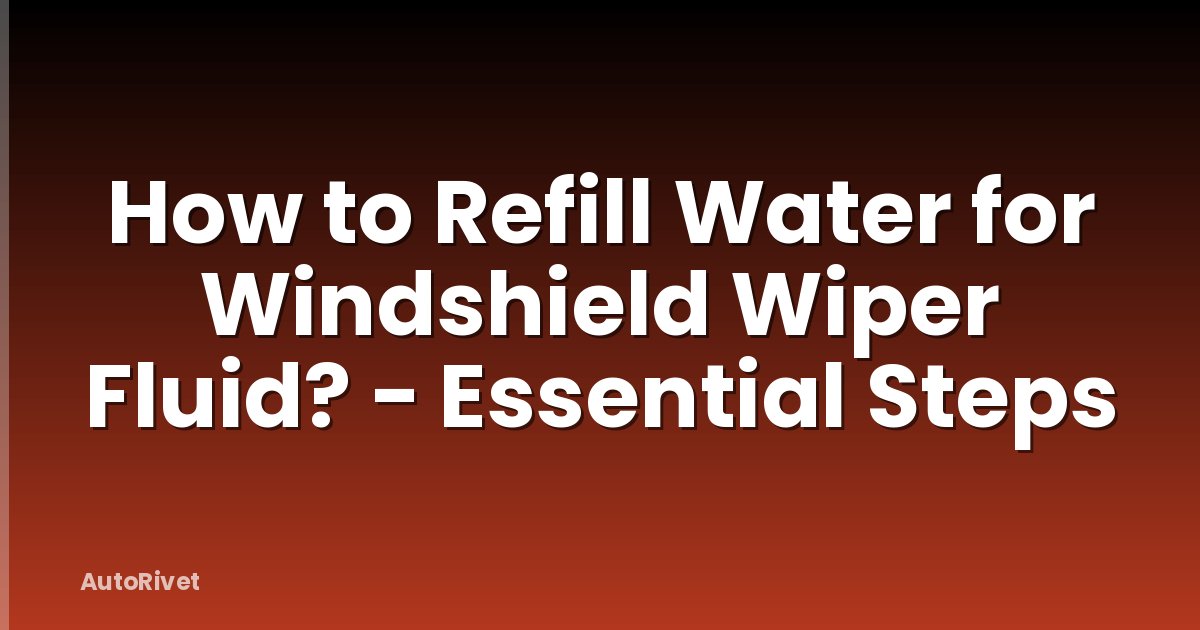 How to Refill Water for Windshield Wiper Fluid? - Essential Steps
