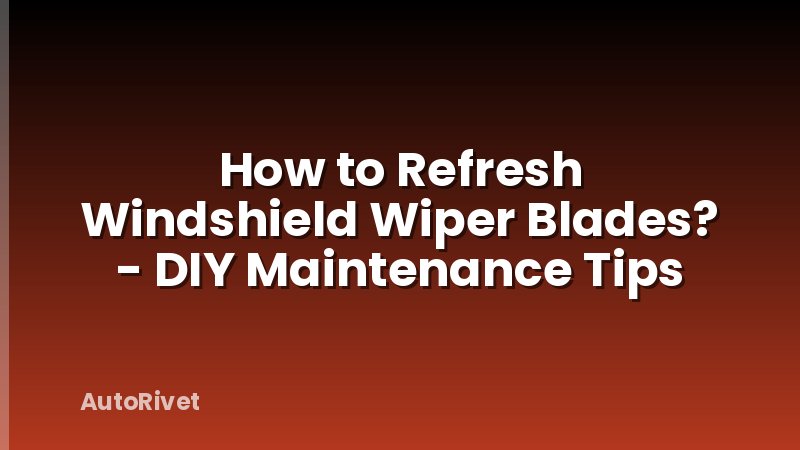 How to Refresh Windshield Wiper Blades? - DIY Maintenance Tips