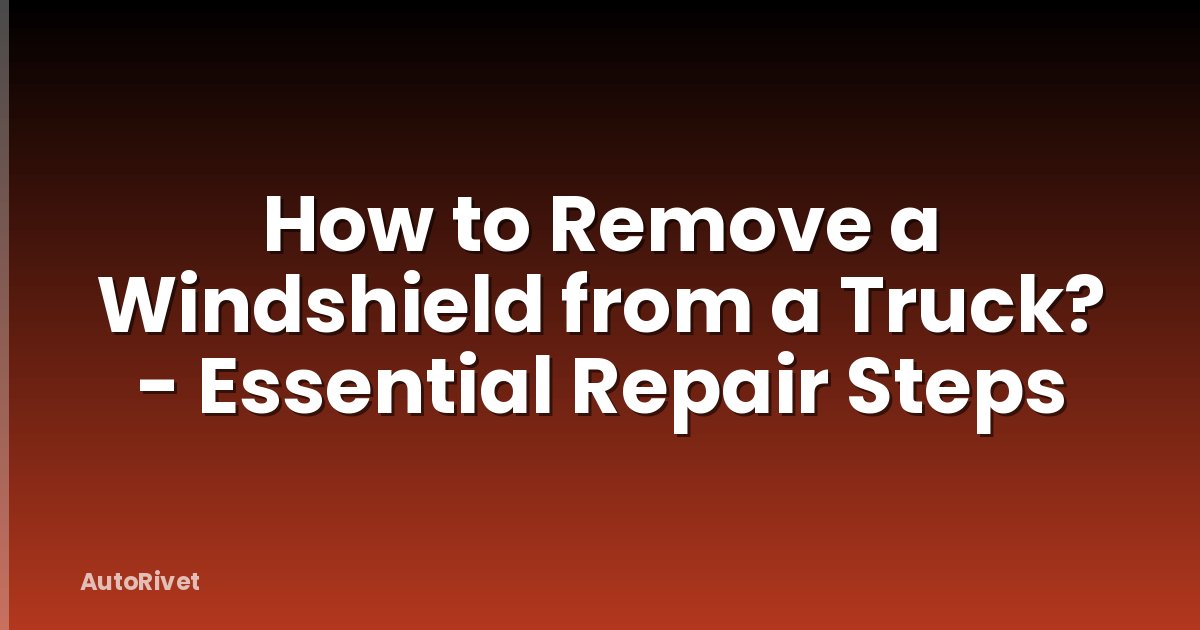 How to Remove a Windshield from a Truck? - Essential Repair Steps