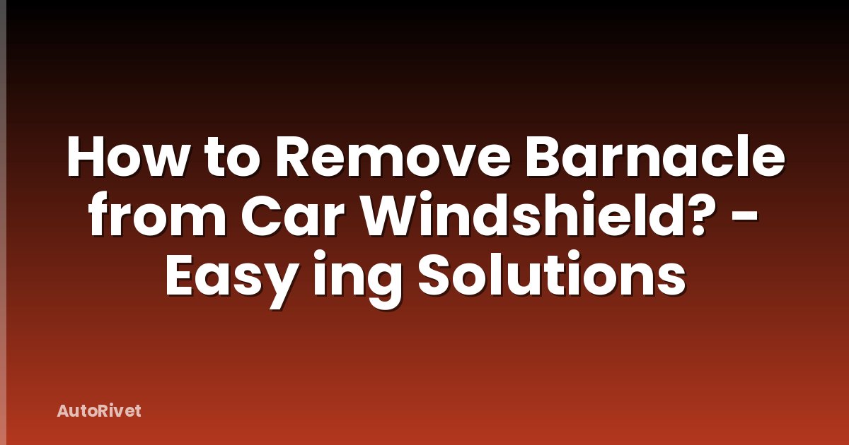 How to Remove Barnacle from Car Windshield? - Easy ing Solutions