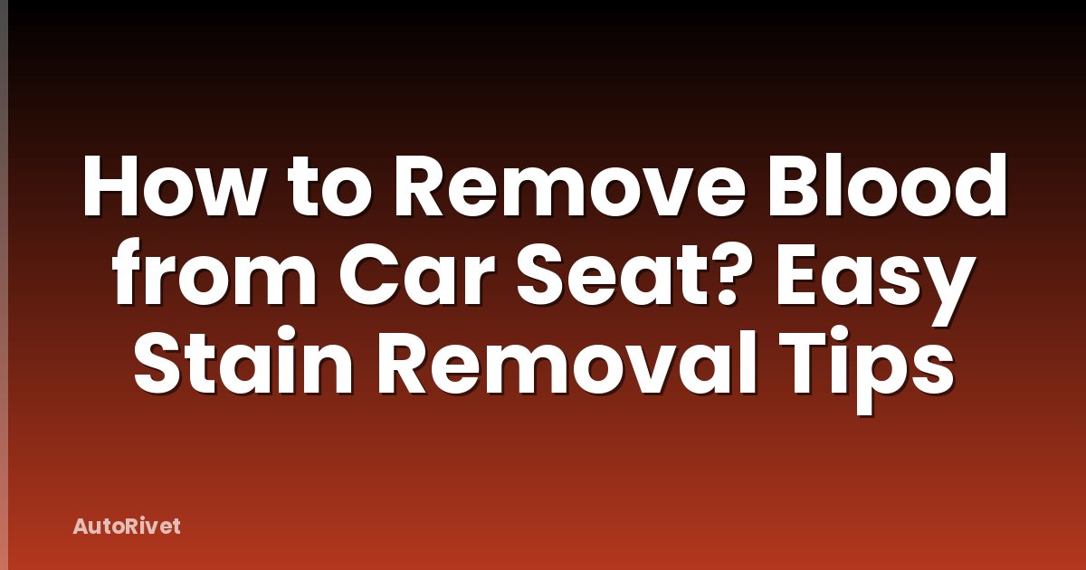 How to Remove Blood from Car Seat? Easy Stain Removal Tips