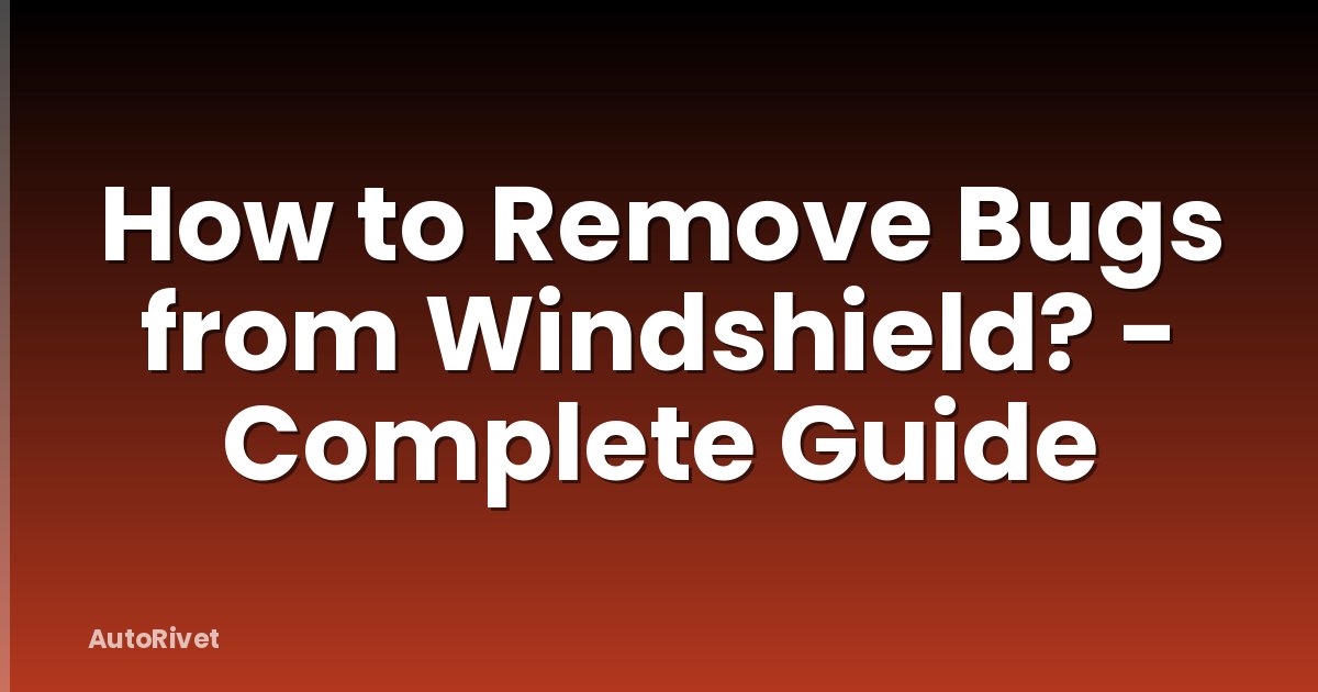 How to Remove Bugs from Windshield? - Complete Guide