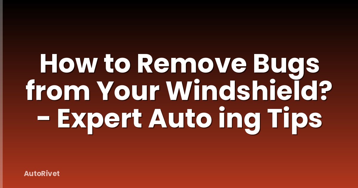 How to Remove Bugs from Your Windshield? - Expert Auto ing Tips