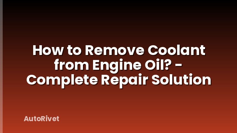 How to Remove Coolant from Engine Oil? - Complete Repair Solution
