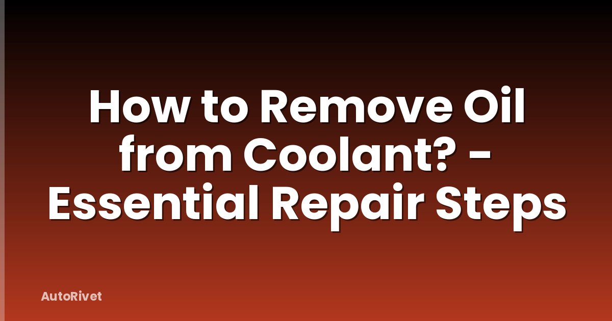 How to Remove Oil from Coolant? - Essential Repair Steps