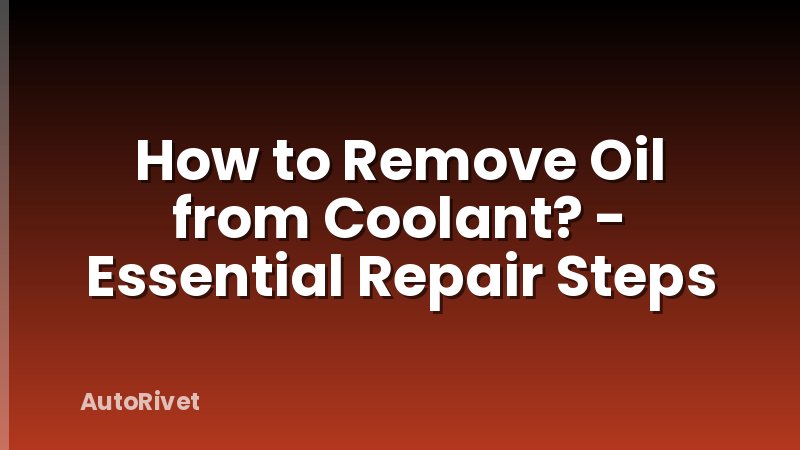 How to Remove Oil from Coolant? - Essential Repair Steps