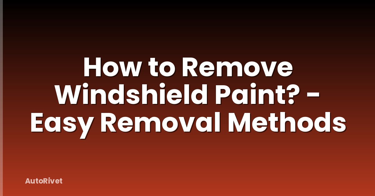 How to Remove Windshield Paint? - Easy Removal Methods