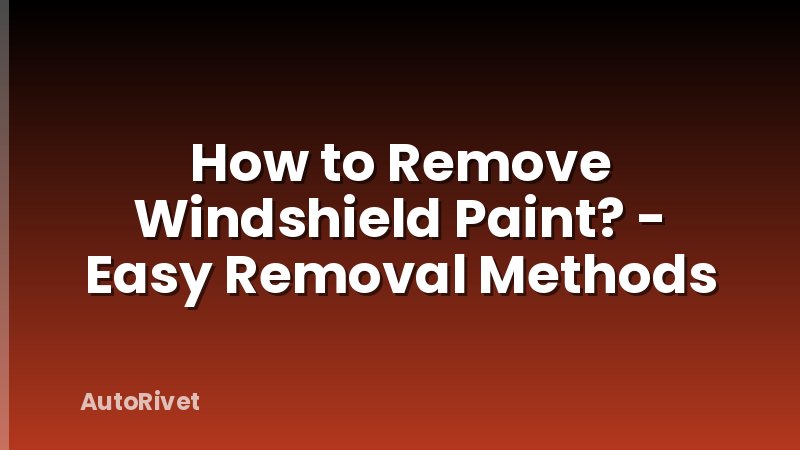 How to Remove Windshield Paint? - Easy Removal Methods