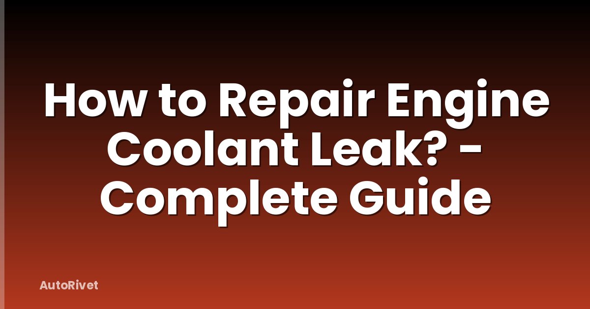 How to Repair Engine Coolant Leak? - Complete Guide