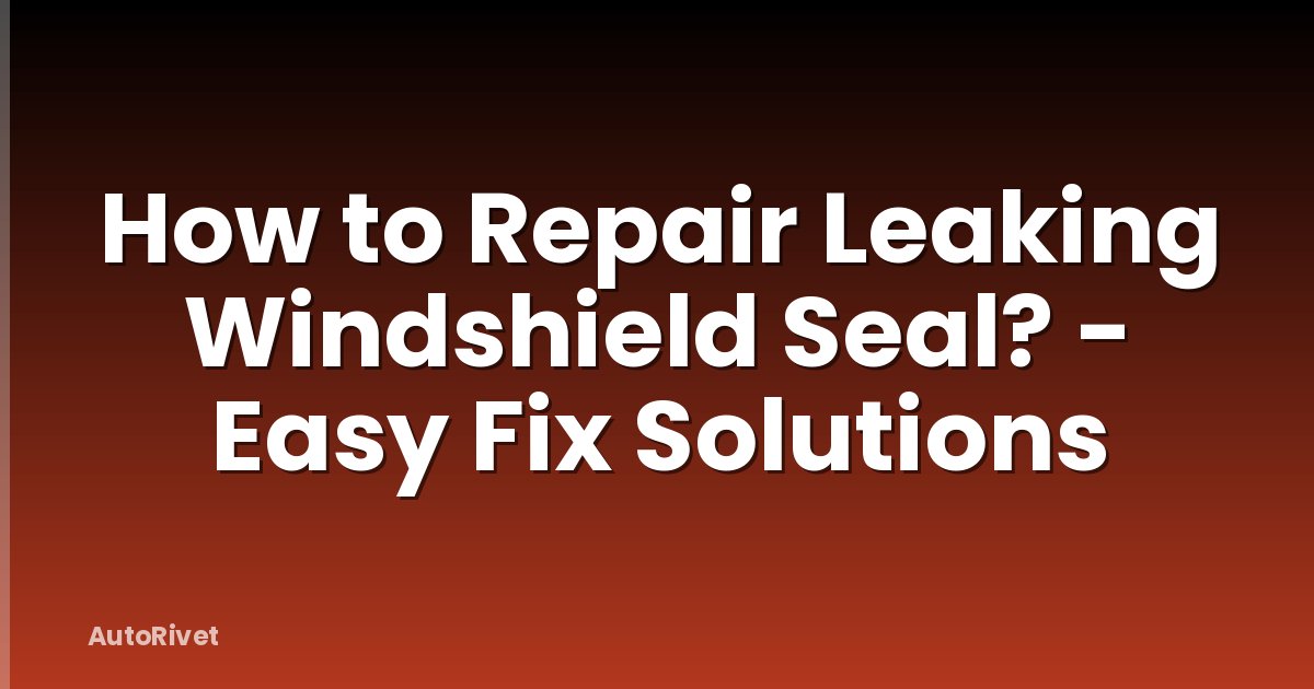 How to Repair Leaking Windshield Seal? - Easy Fix Solutions