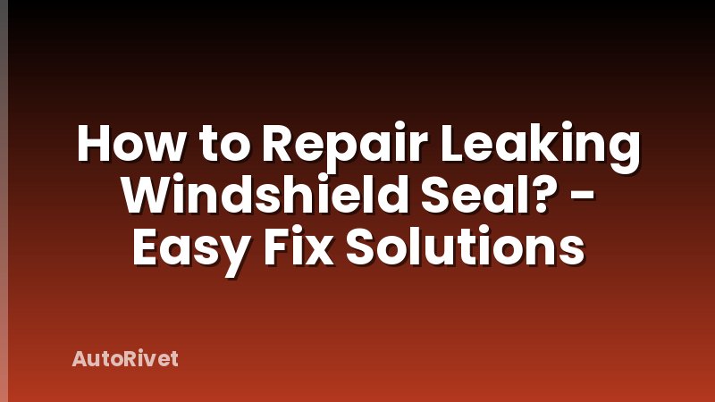How to Repair Leaking Windshield Seal? - Easy Fix Solutions