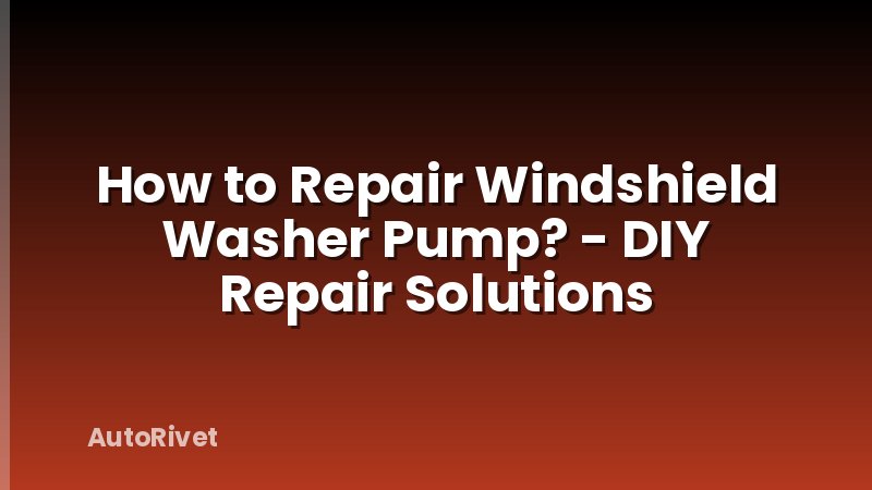 How to Repair Windshield Washer Pump? - DIY Repair Solutions