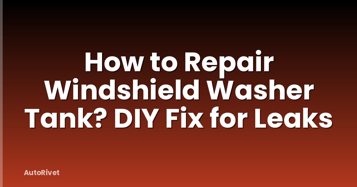 How to Repair Windshield Washer Tank? DIY Fix for Leaks