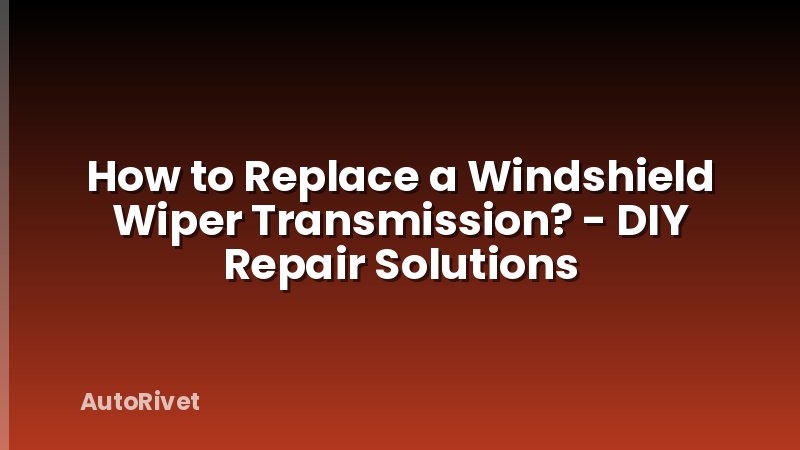 How to Replace a Windshield Wiper Transmission? - DIY Repair Solutions