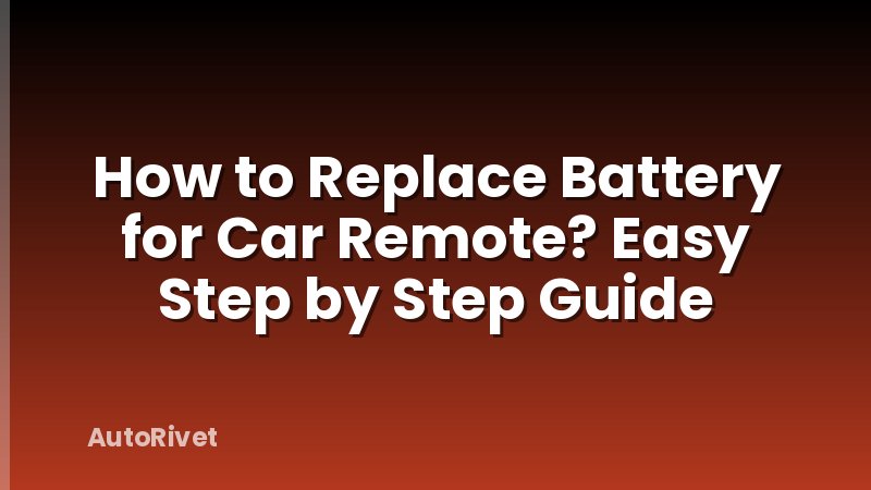 How to Replace Battery for Car Remote? Easy Step by Step Guide