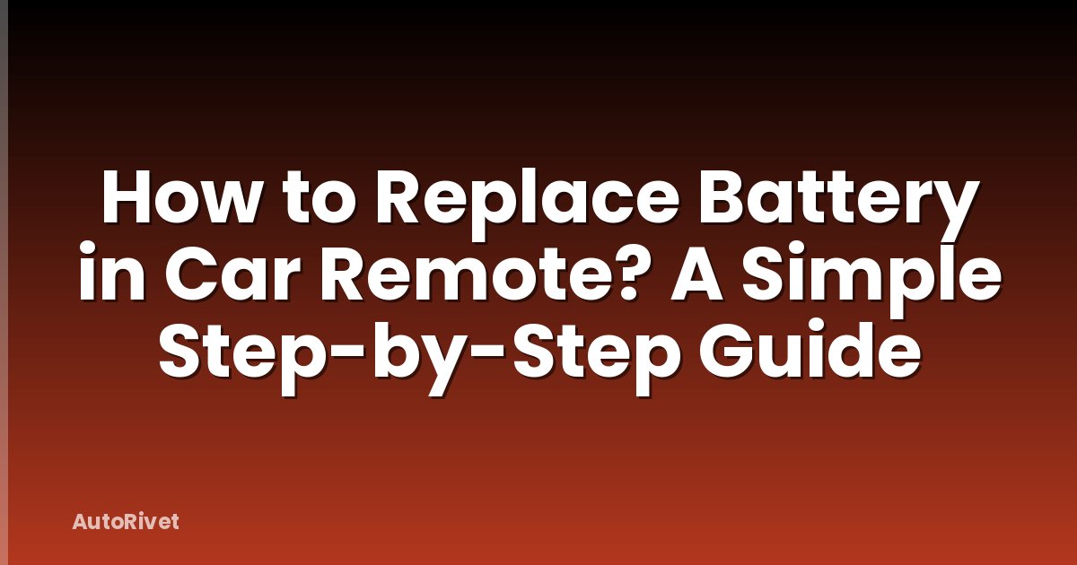 How to Replace Battery in Car Remote? A Simple Step-by-Step Guide