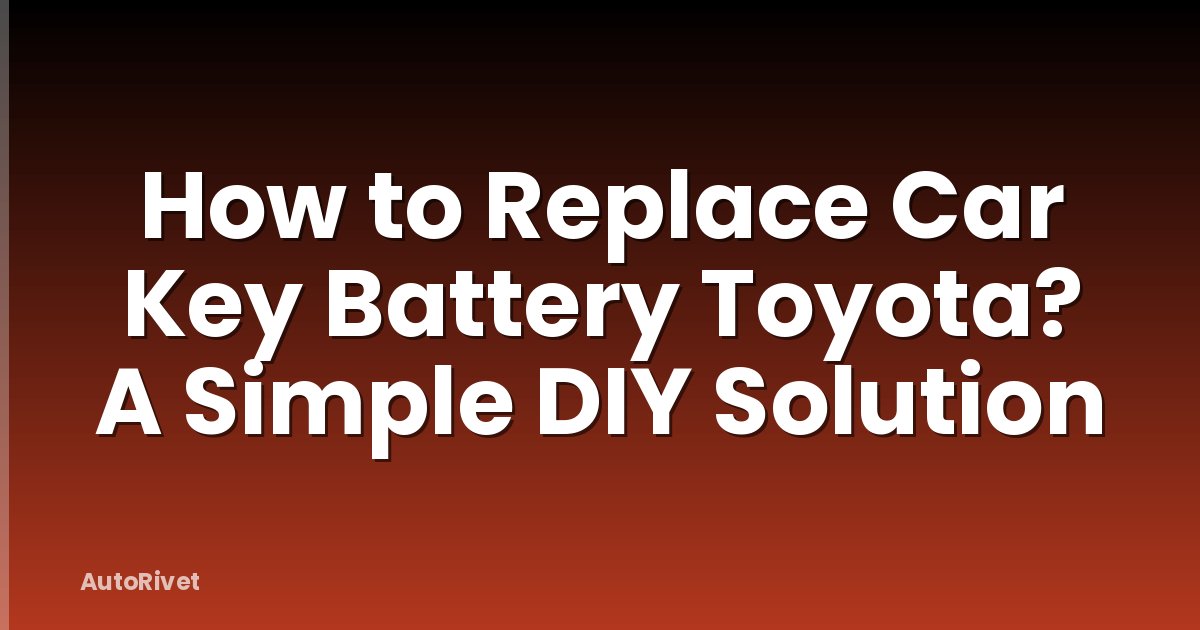 How to Replace Car Key Battery Toyota? A Simple DIY Solution