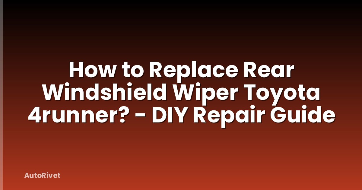 How to Replace Rear Windshield Wiper Toyota 4runner? - DIY Repair Guide