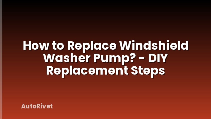 How to Replace Windshield Washer Pump? - DIY Replacement Steps