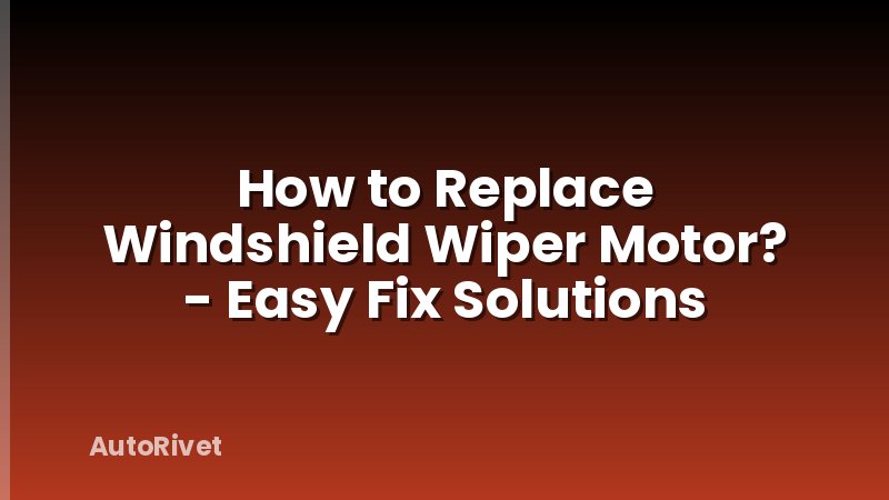 How to Replace Windshield Wiper Motor? - Easy Fix Solutions