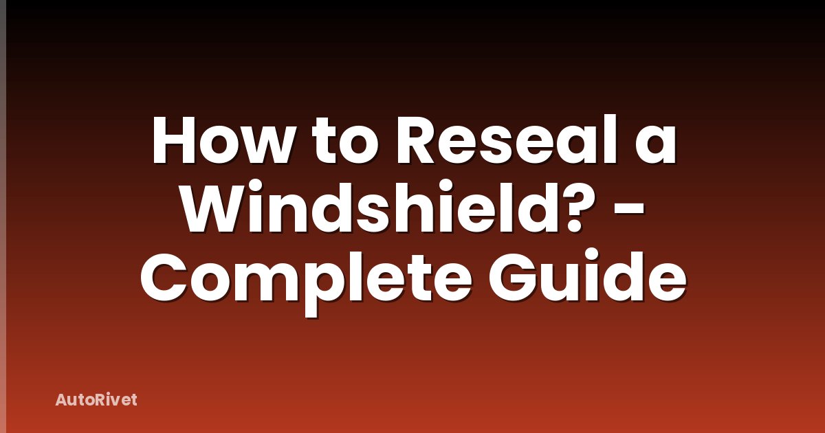 How to Reseal a Windshield? - Complete Guide