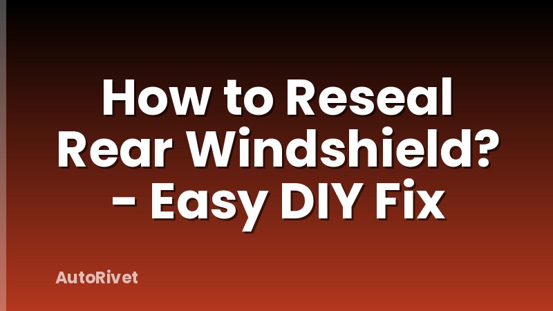 How to Reseal Rear Windshield? - Easy DIY Fix