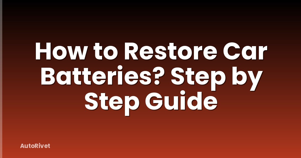 How to Restore Car Batteries? Step by Step Guide