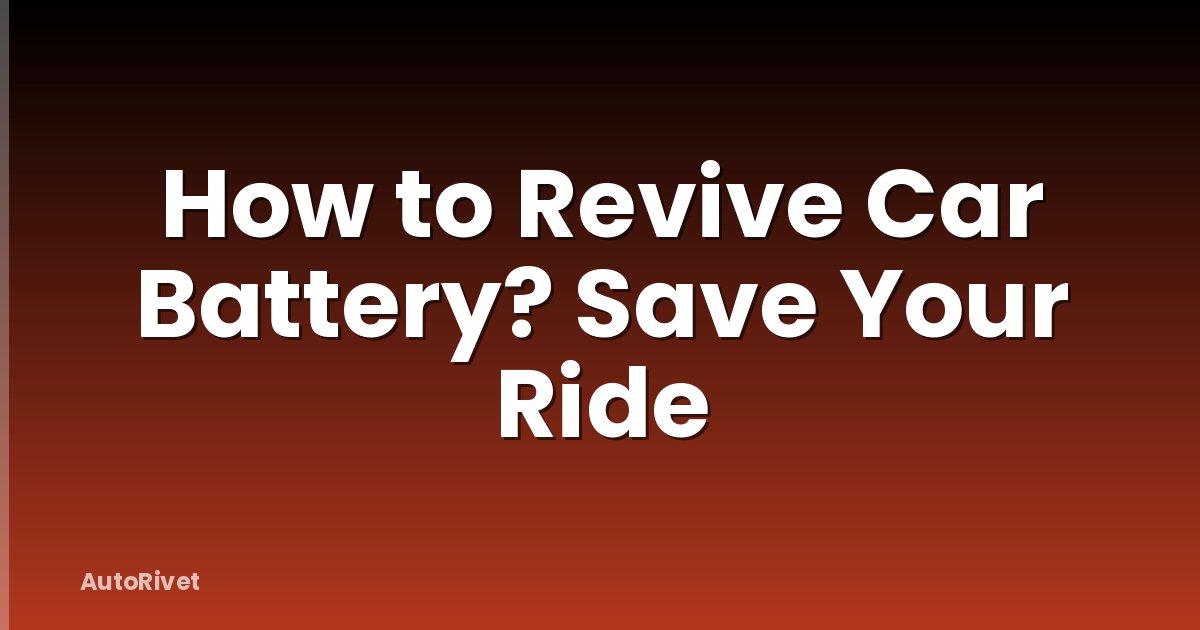 How to Revive Car Battery? Save Your Ride