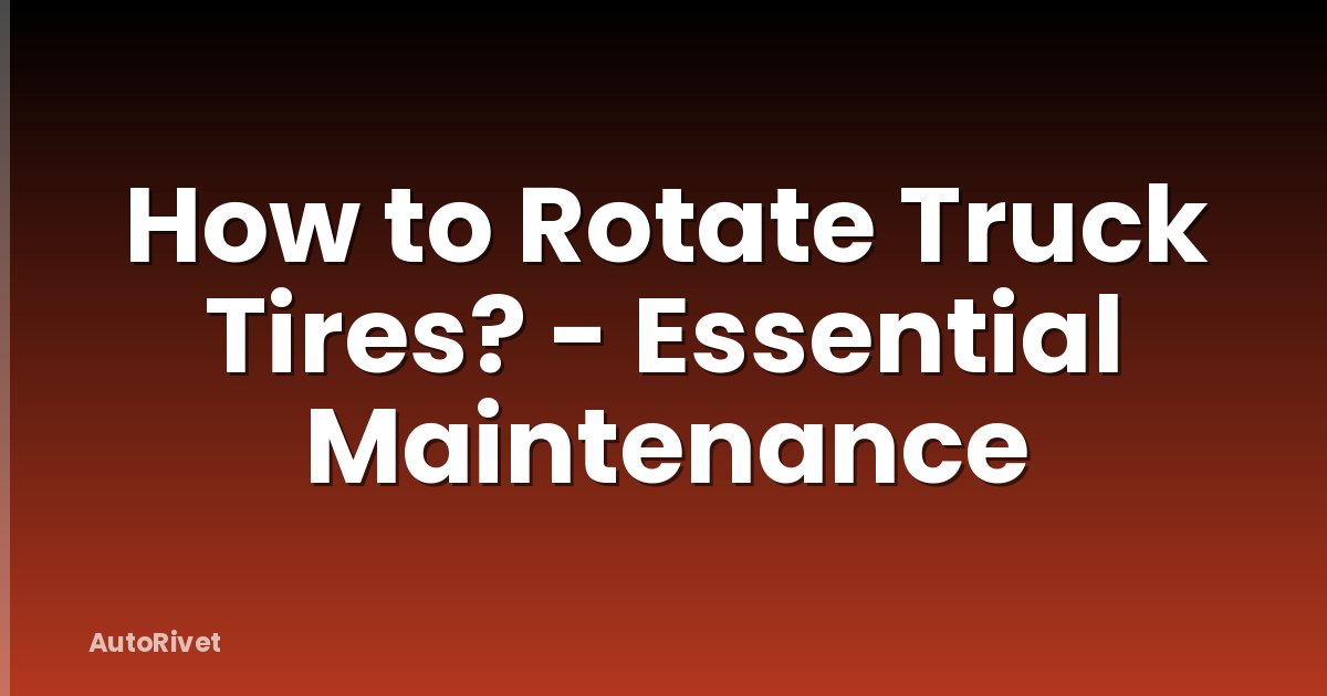 How to Rotate Truck Tires? - Essential Maintenance