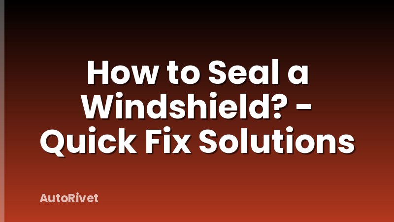 How to Seal a Windshield? - Quick Fix Solutions