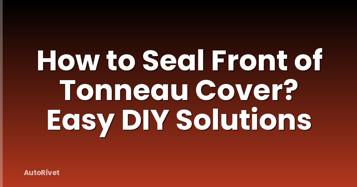 How to Seal Front of Tonneau Cover? Easy DIY Solutions