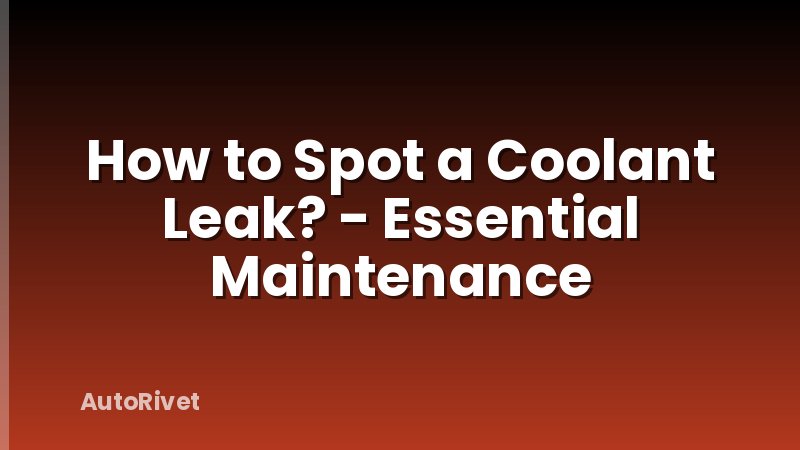 How to Spot a Coolant Leak? - Essential Maintenance