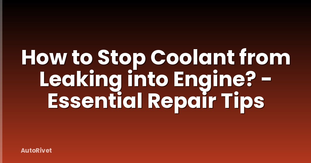 How to Stop Coolant from Leaking into Engine? - Essential Repair Tips