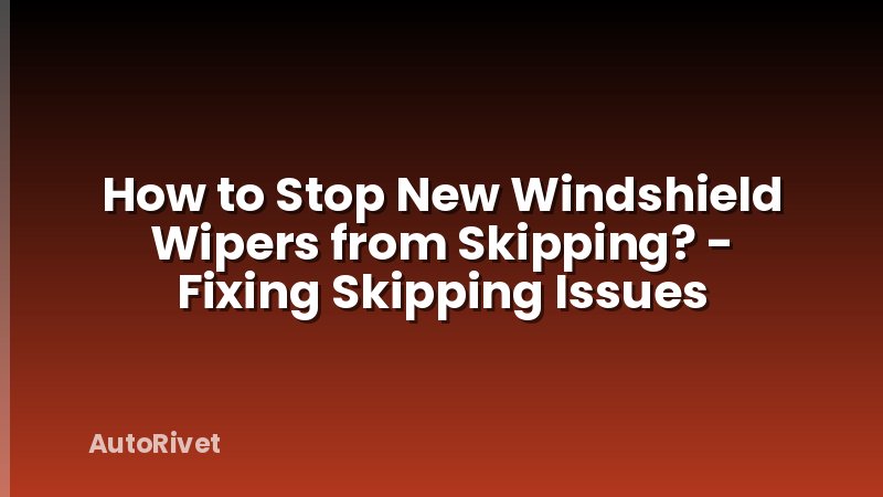 How to Stop New Windshield Wipers from Skipping? - Fixing Skipping Issues