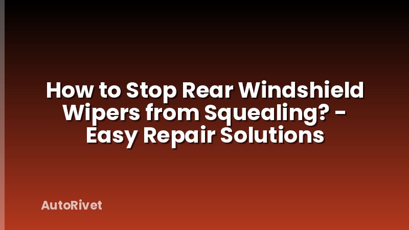How to Stop Rear Windshield Wipers from Squealing? - Easy Repair Solutions