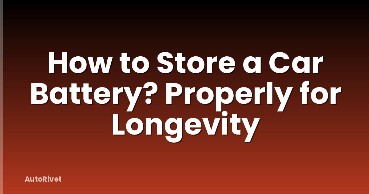 How to Store a Car Battery? Properly for Longevity